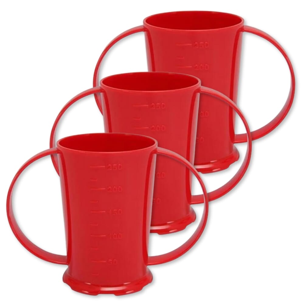 Lot De 3 Gobelets Gradués 2 Anses Rouge Lot De 3 Gobelets 2 Anses