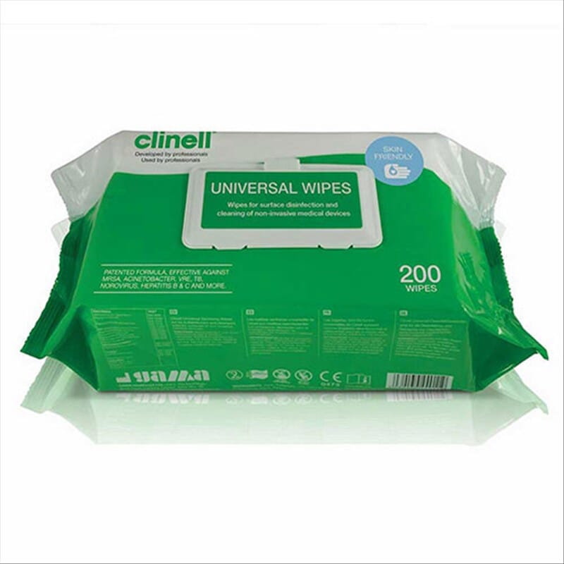 Clinell lingettes désinfectantes surfaces médicales - sans alcool -  lingettes épaisses (100 pc)