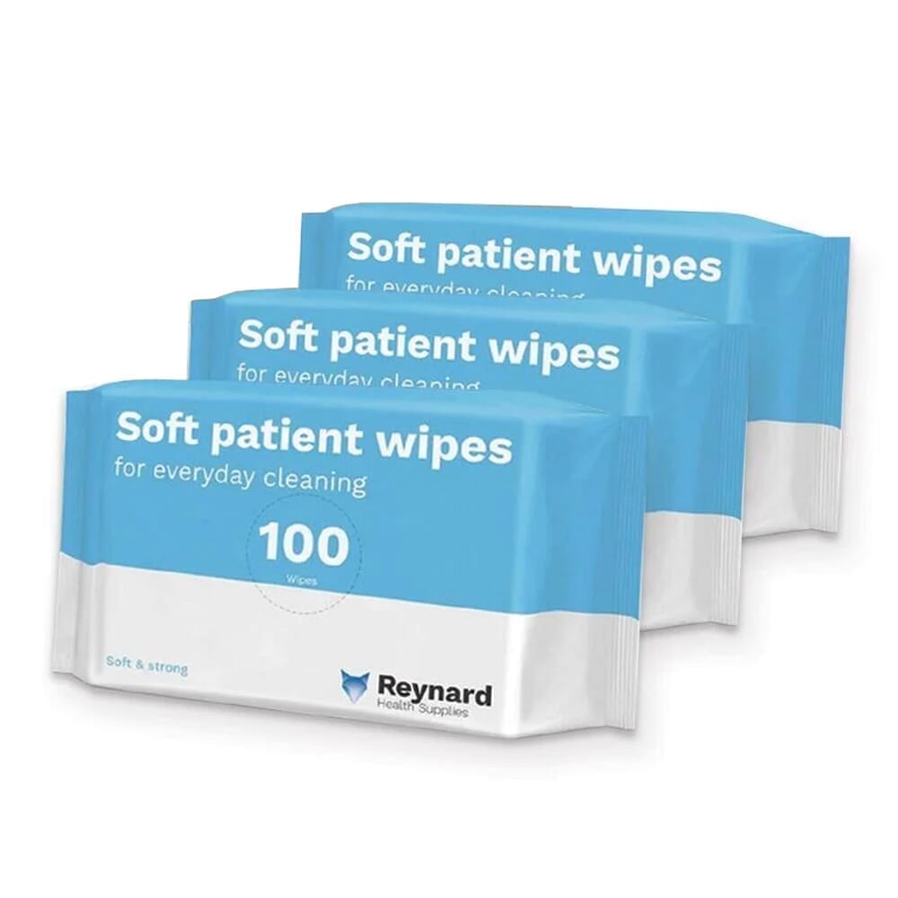 View Lingettes douces pour patients Lot de 3 paquets information