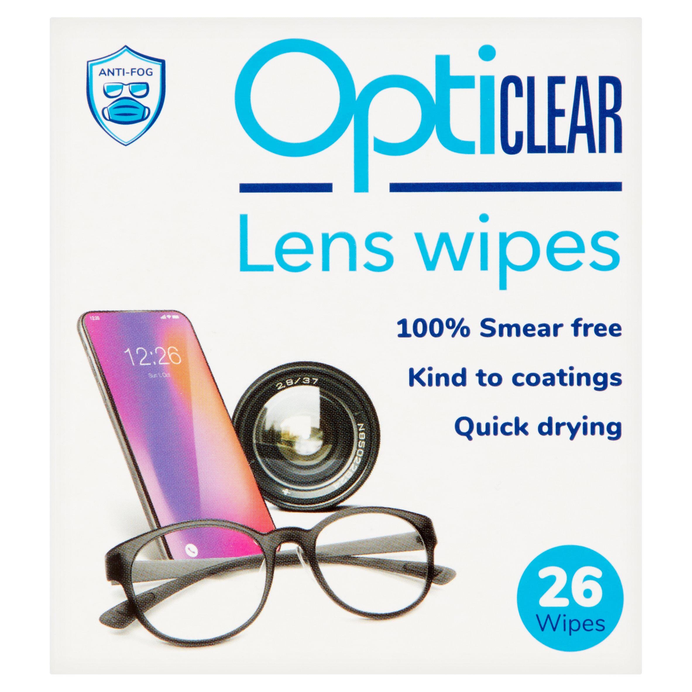 OptiPlus Lot de 30 lingettes de nettoyage anti-buée pour lunettes –  Nettoyage en douceur et en profondeur de vos verres de lunettes –  Protection