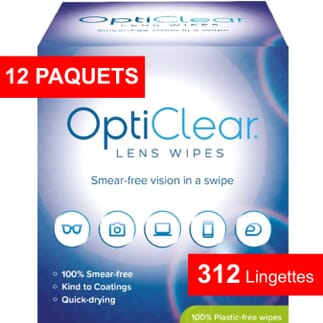 Lingettes nettoyantes pour lunettes Opticlear 12 paquets - 312 lingettes