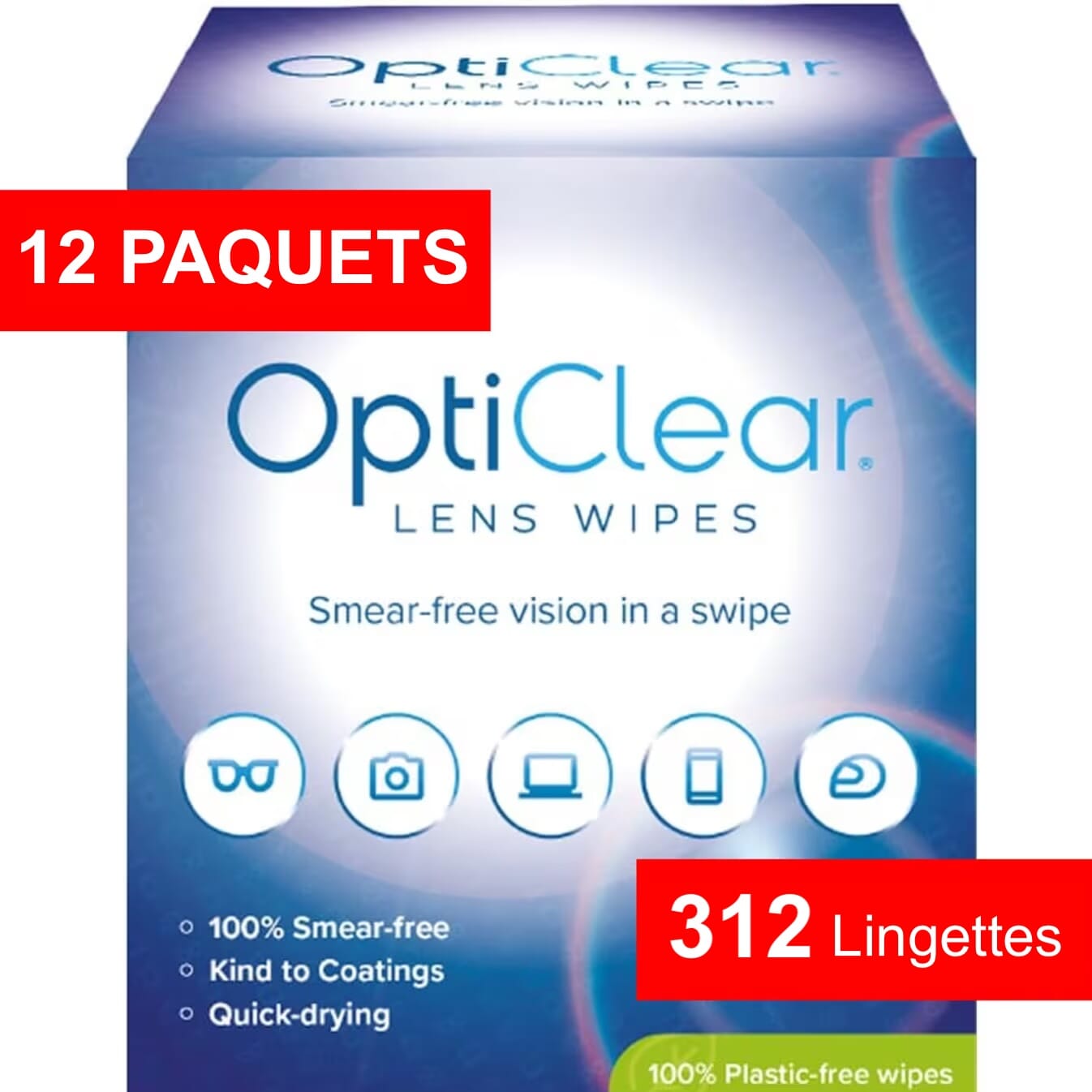 Lingettes nettoyantes pour lunettes Opticlear