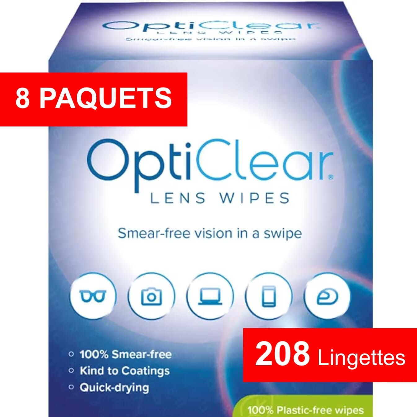Lingettes nettoyantes pour lunettes Opticlear
