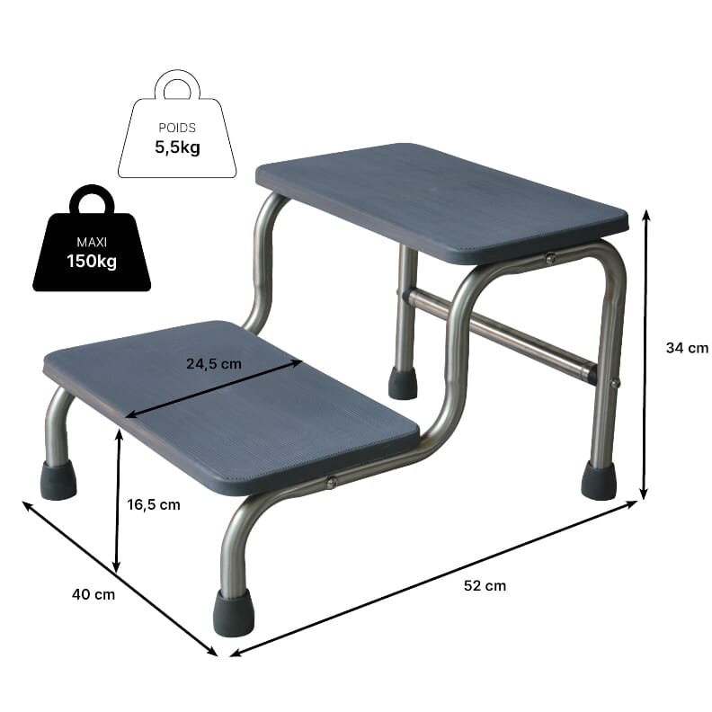 Marchepied 2 marches Inox