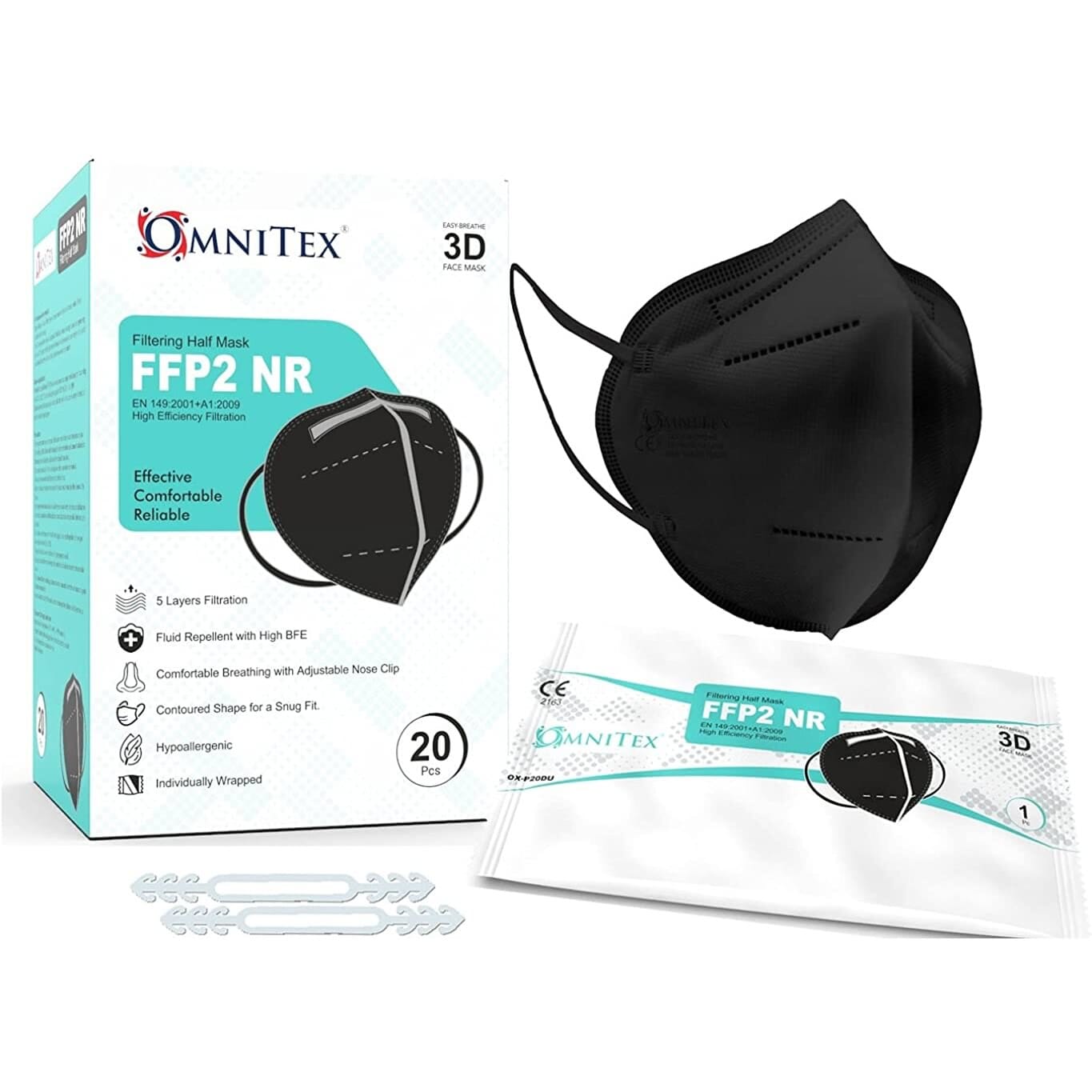 Masque respiratoire Multi FFP2 NR, kit de 10, noir, noir-01926002-10001