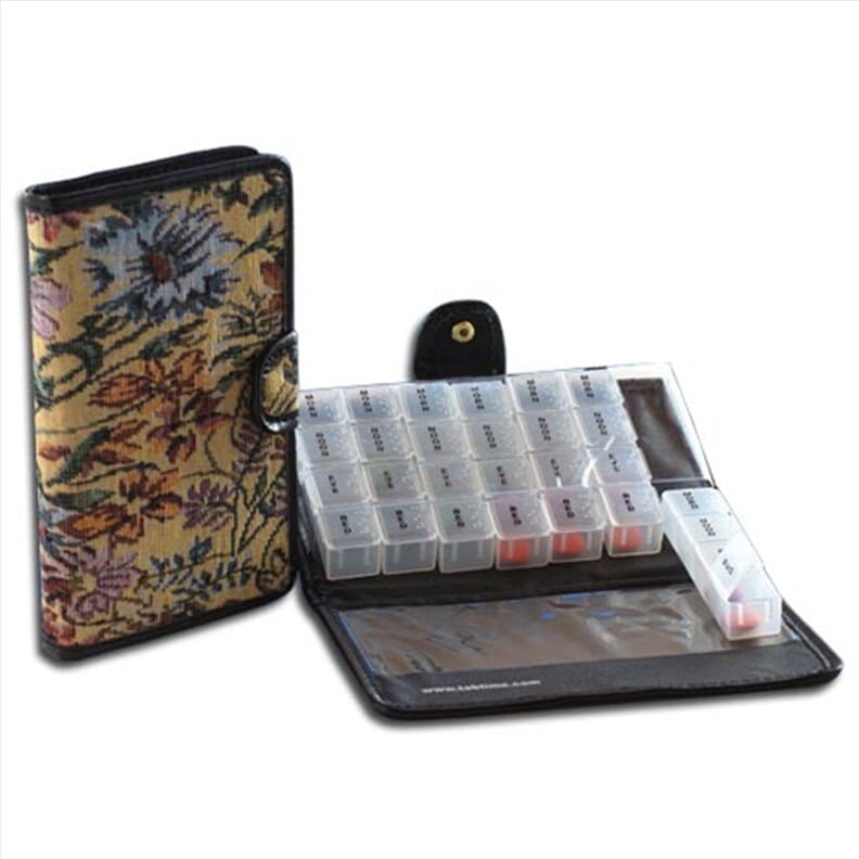 Pilulier semainier pour malvoyants - en braille - motif tapisserie