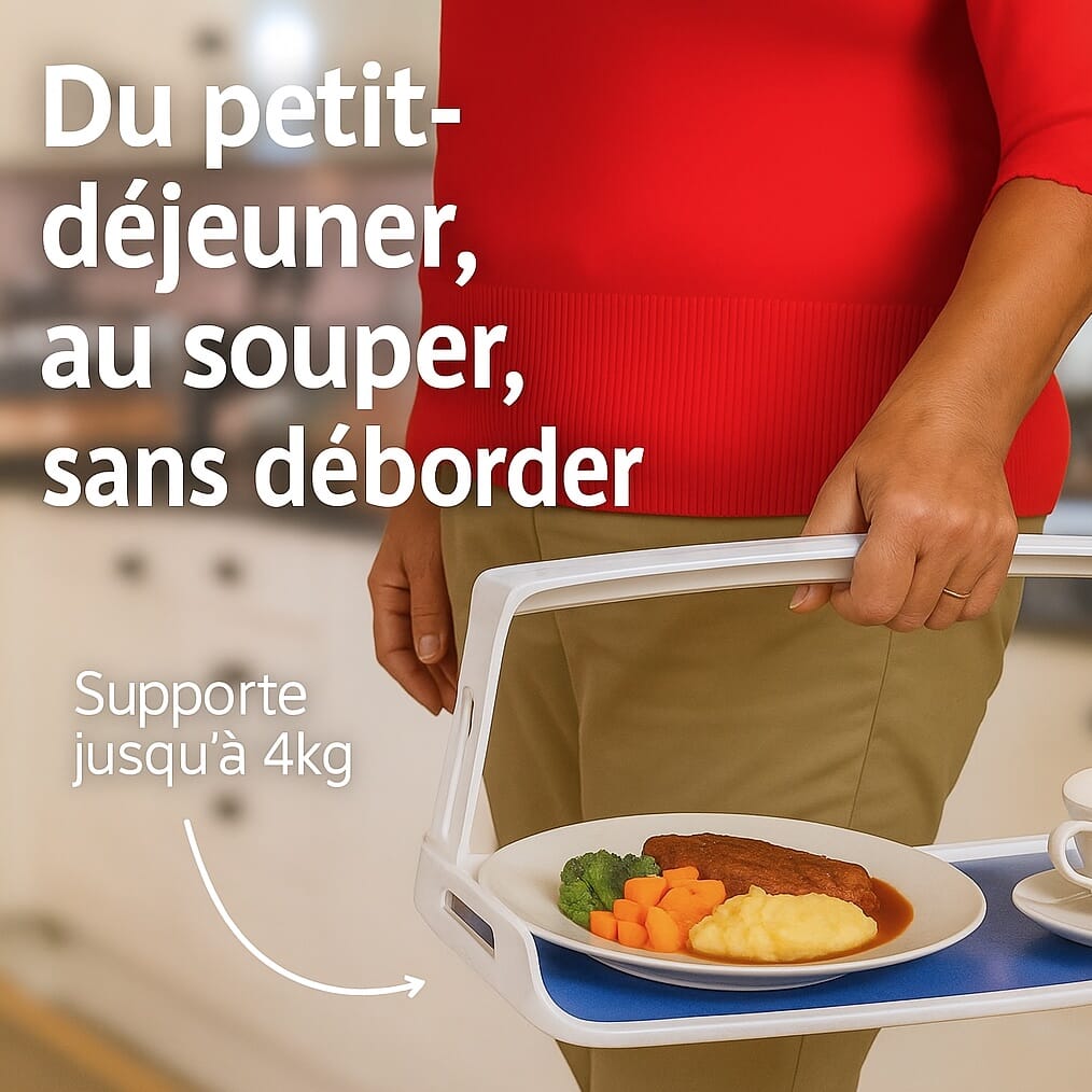 Plateau avec poignée de transport avec support anti-dérapant