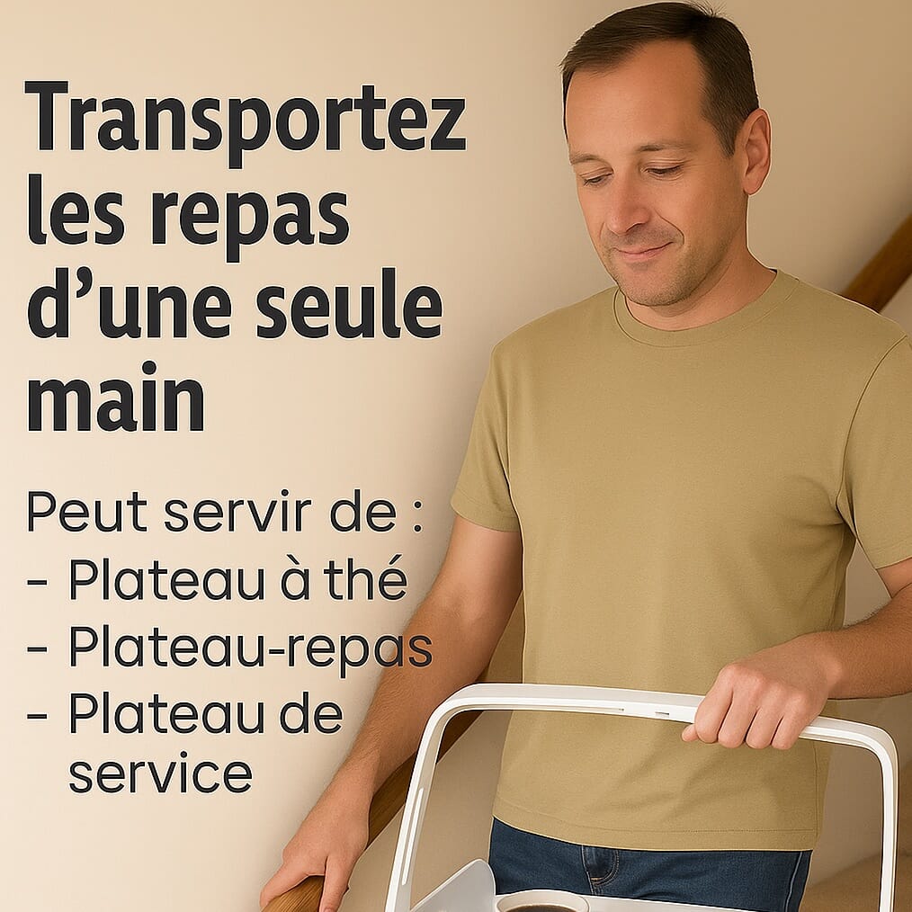 Plateau avec poignée de transport avec support anti-dérapant