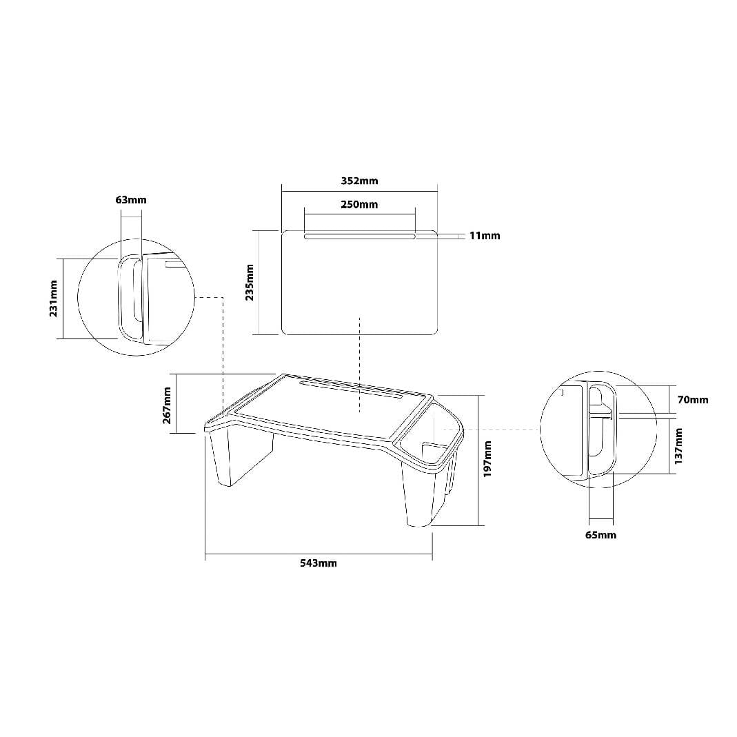 Plateau de lit avec rangement latéral