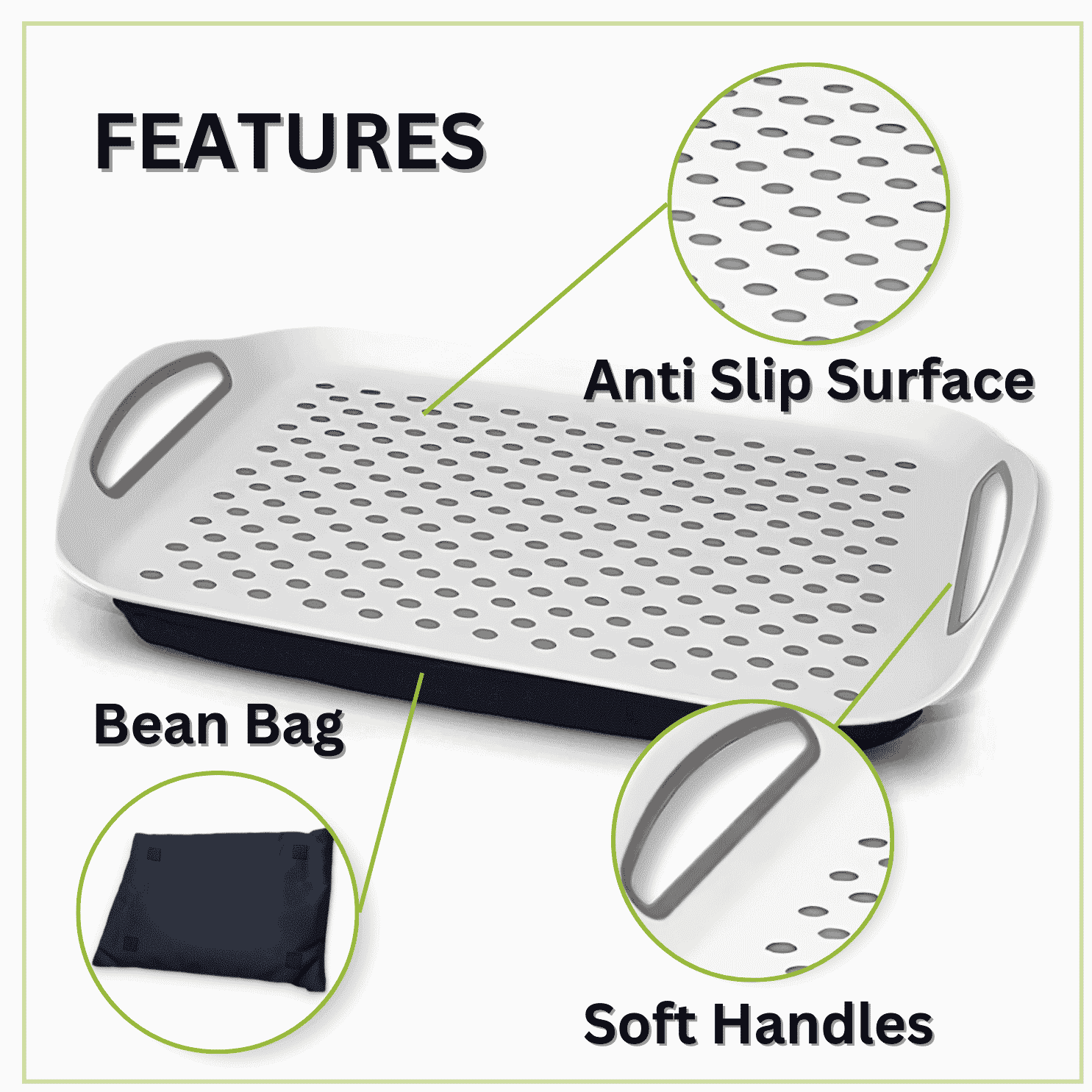 Plateau repas avec coussin à billes