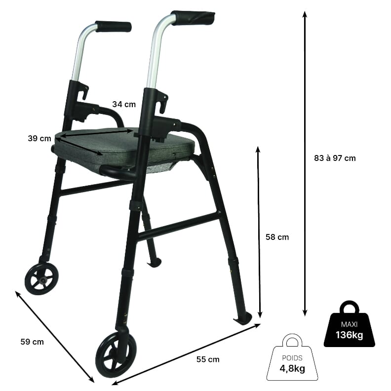 Rollator 2 roues Luxeo