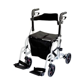 Rollator/Fauteuil Deluxe avec siège Blanc