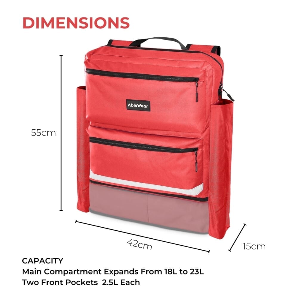 Sac extensible pour scooter de mobilité avec poches pour béquilles