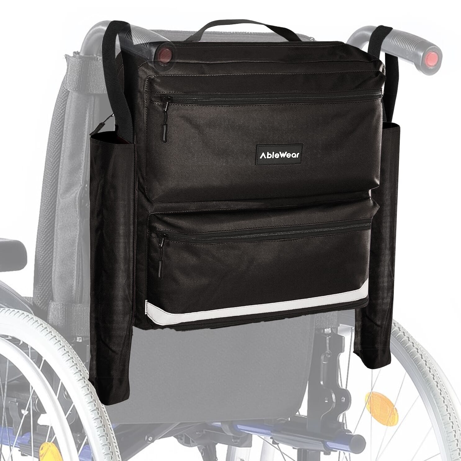 Sac pour fauteuil roulant avec poches pour béquilles