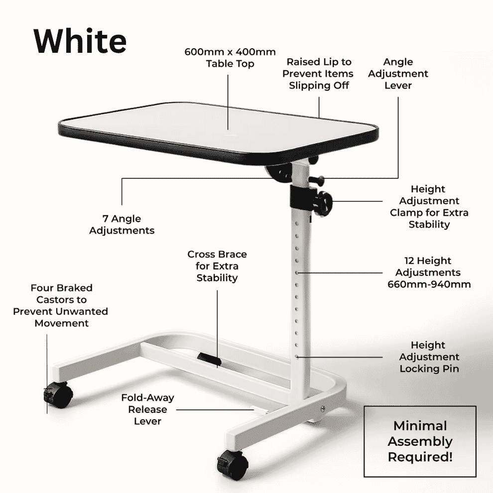Table de fauteuil à roulettes Deluxe
