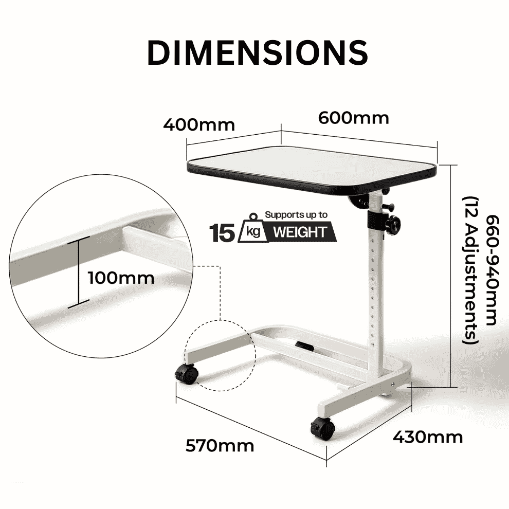 Table de fauteuil à roulettes Deluxe