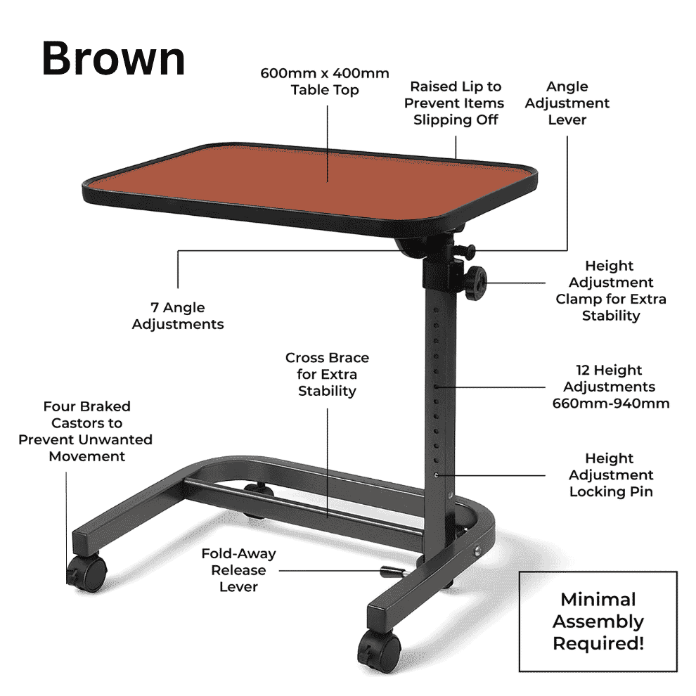 Table de fauteuil à roulettes Deluxe