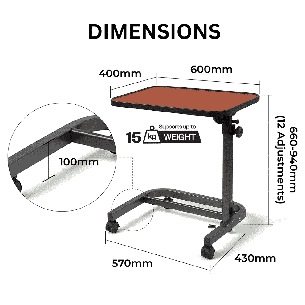 Table de fauteuil à roulettes Deluxe