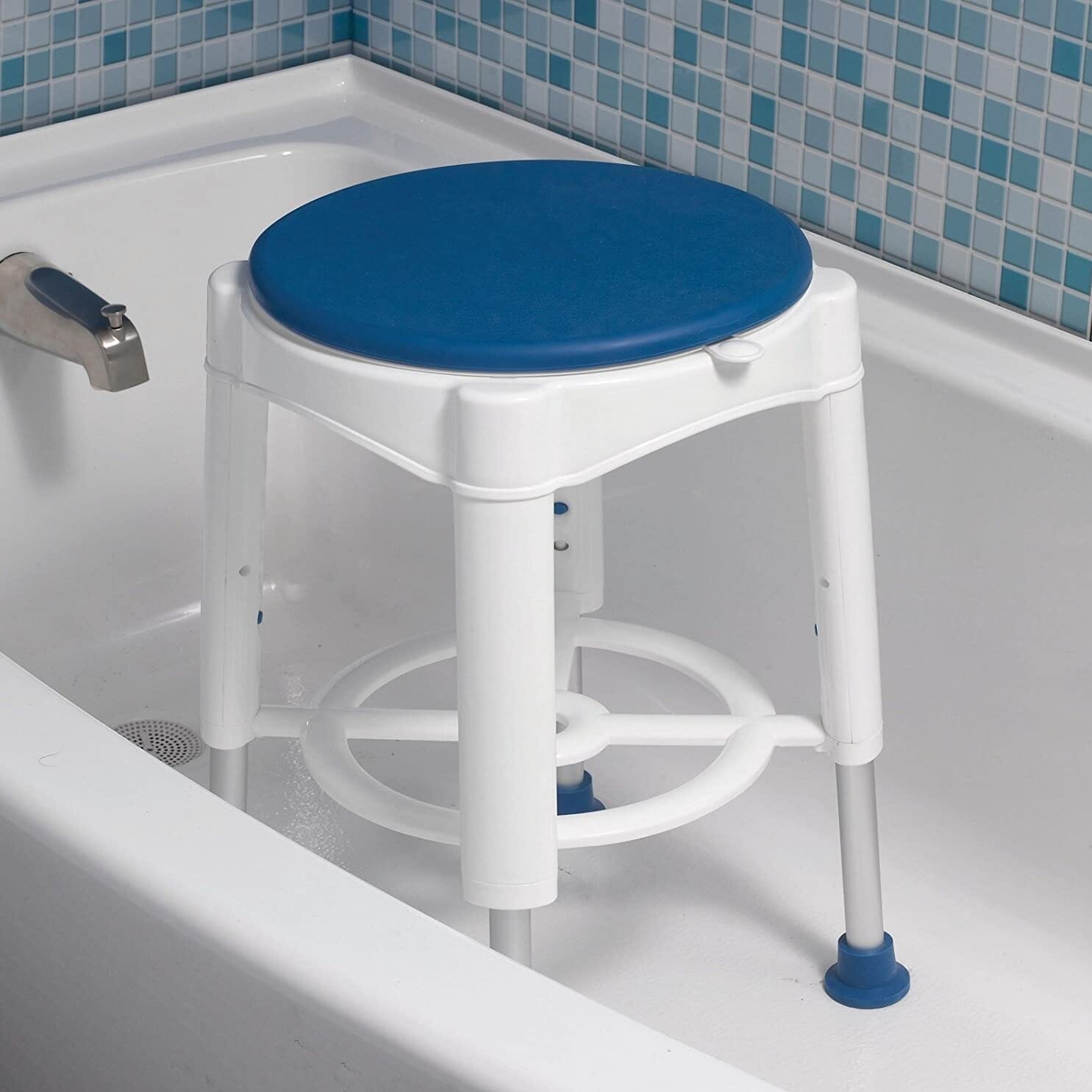 Tabouret de bain pivotant avec siège rembourré