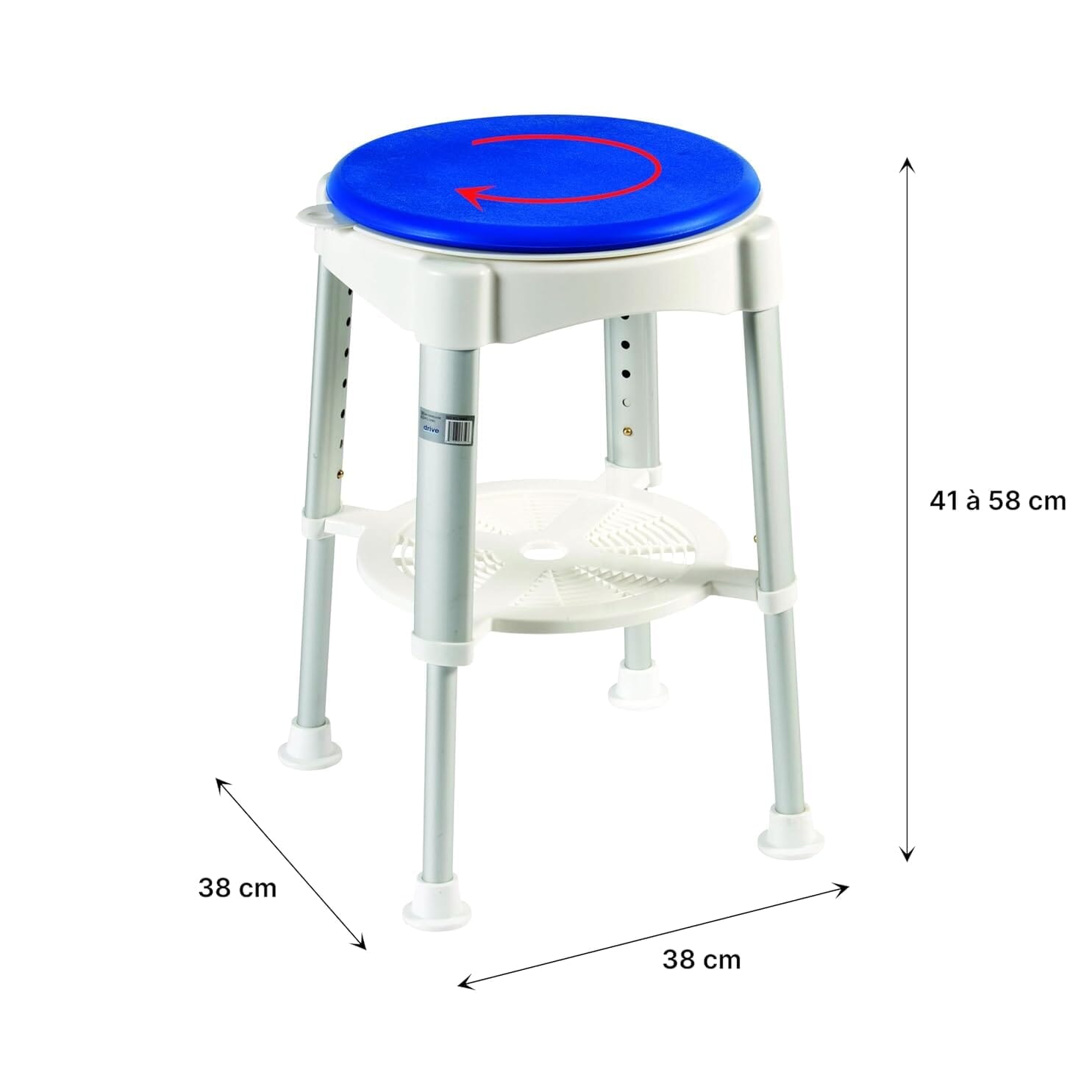Tabouret de bain pivotant avec siège rembourré