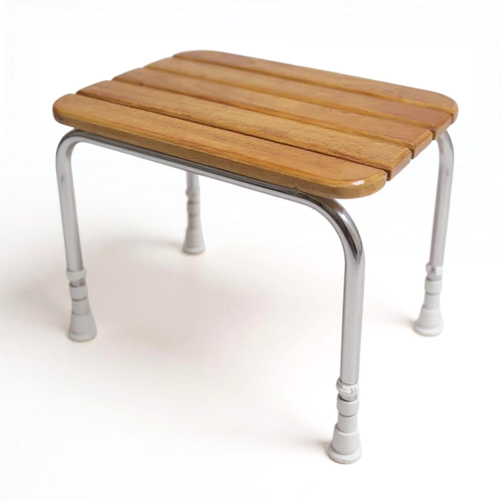 Tabouret de douche à lattes en bois