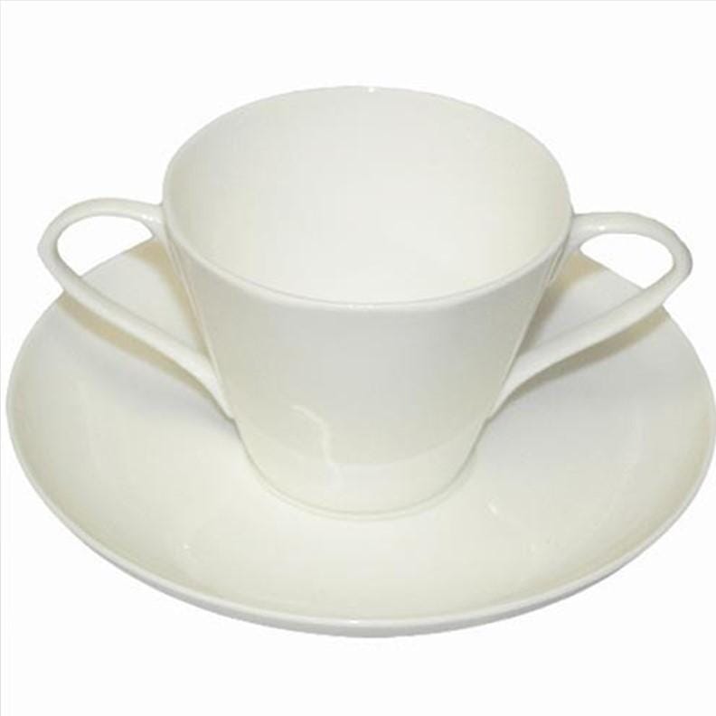 Tasse 2 anses et soucoupe en porcelaine de Chine