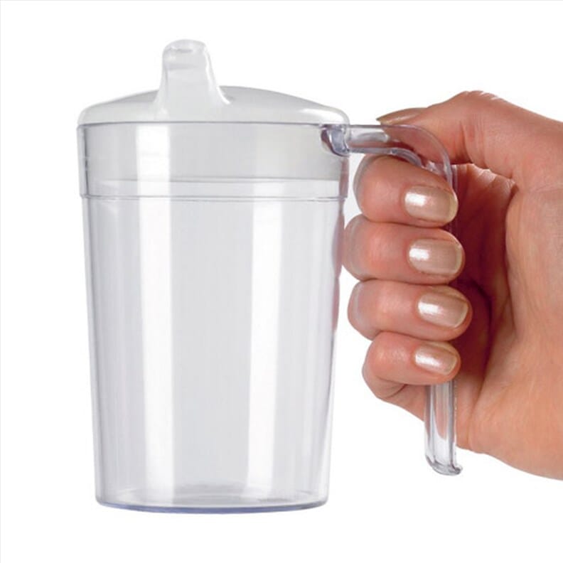 Tasse anti-projections avec couvercle et bec verseur